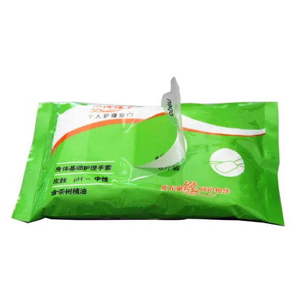 Fresh And Cool patient Wet Wipes / Glove Wet Wipe Made In China With Green Tea Leaf Fragrance