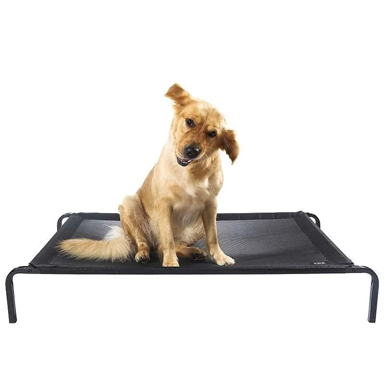 Indestructible plush pet cat metal frame elevated dog bed