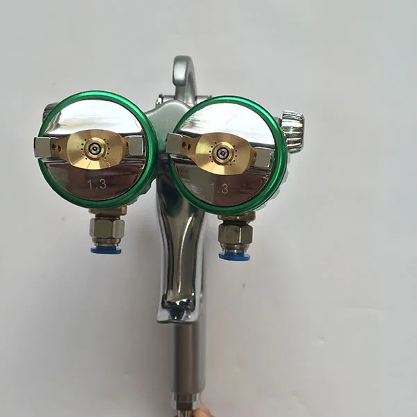 1189 pneumatic double nozzle spray gun nano chrome plate painting gun high pressure feed air dual head spray paint gun