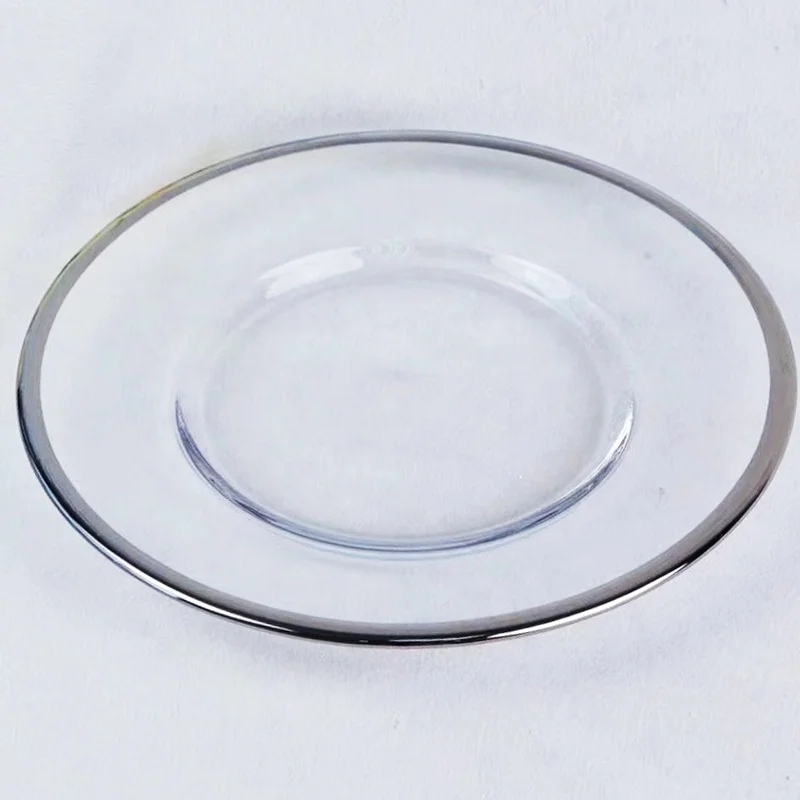 Inch bulk round decorativewholesale gold silver beaded 13 inch clear wedding gold glass charger plates for wedding decoration
