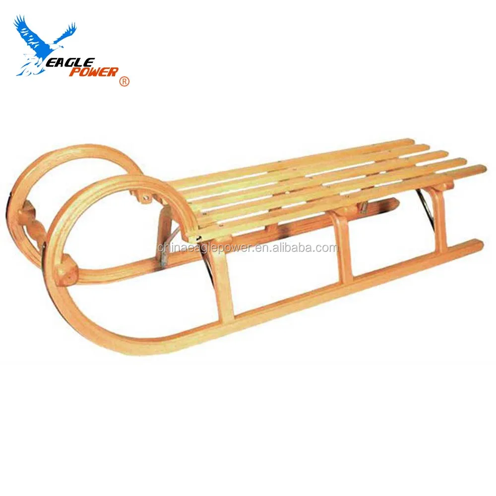 Horn Wood Snow Sled with Woven Seat