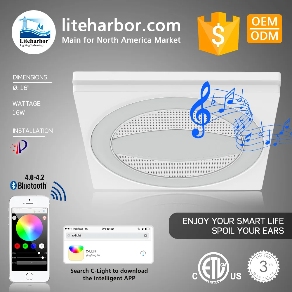 
Bluetooth Speaker Led Bulb Indoor Led Light 16w LED Pure white Color Android ISO RGBw 