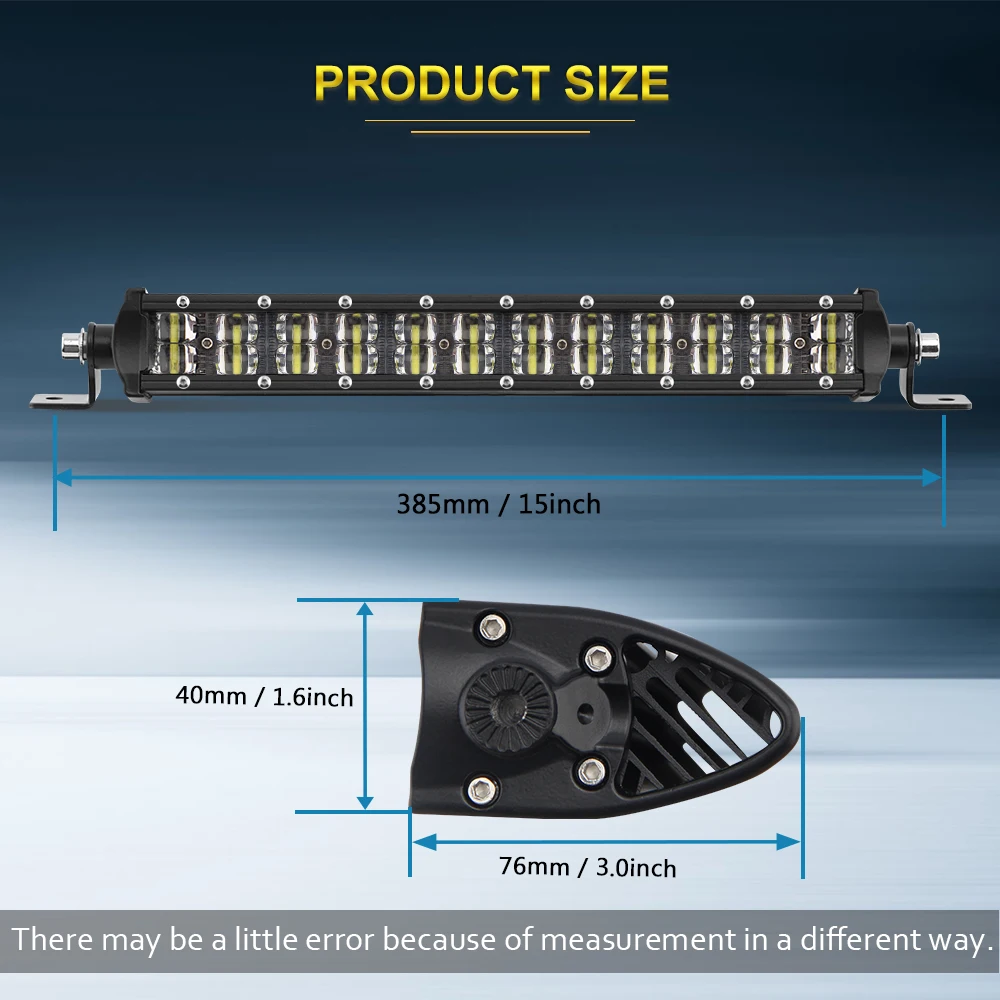 Super Slim Bright Offroad 4*4 Auto 6000K Side Bracket Dual Rows 6D Reflector Led Light Bar