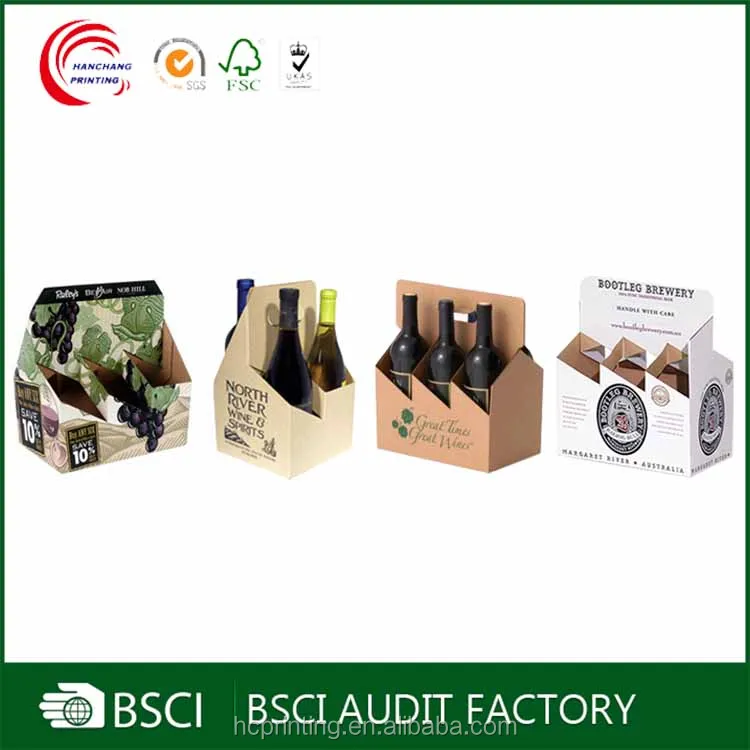 White cardboard 6 pack bottle beer carriers accept customization