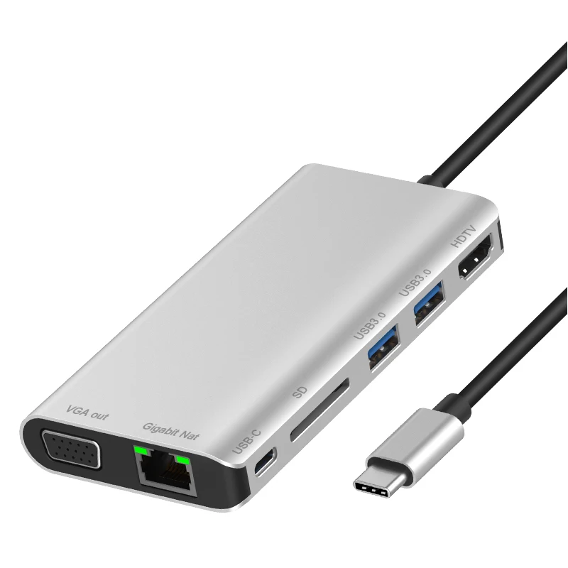  7 в 1 USB Type-C хаб адаптер кардридер для MAC OS/Windows/Android/Linus
