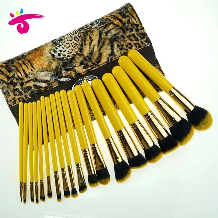 18 шт по индивидуальному заказу кисти для макияжа метка частного назначения из желтого золота набор кистей
