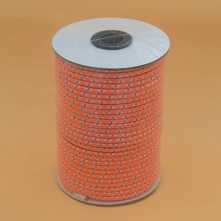 
reflective polyester braided tent cord lien rope cone winded rope 