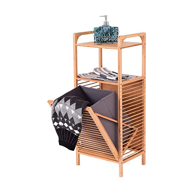 Wooden Stand 2 Tier Laundry Basket