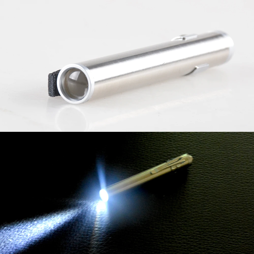 Stainless Steel 100m Distance Medical LED Mini Pen Flashlight