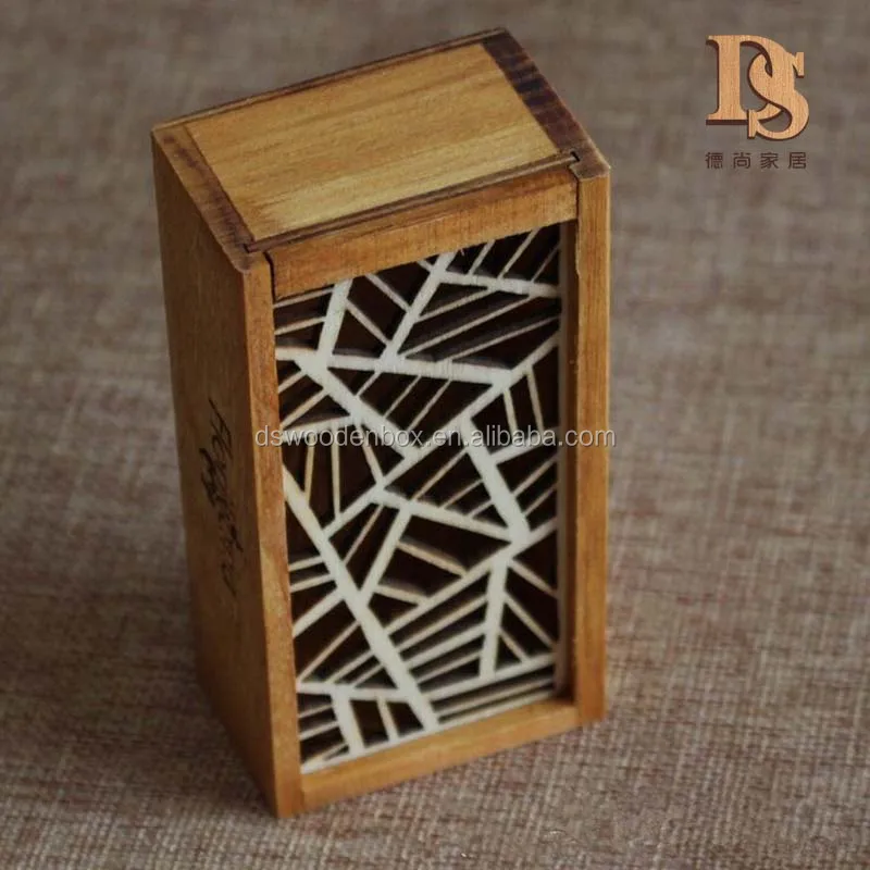 Europe Style Laser-Cut Wooden Ring Box with Hollow Flower Decoration Lid New Design Bamboo Material Wooden Bead Chain Box