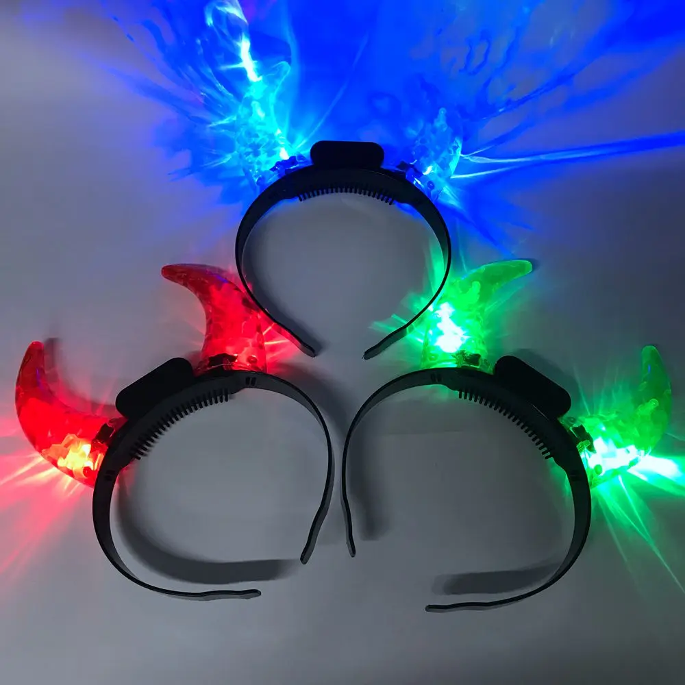 Halloween Party Supplies Customized Colorful Flashing LED Devil Horns