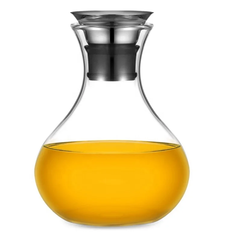 Wholesale 1000ML Carafe With Stainless Steel Lid Clear Borosilicate Glass Water Pitcher Juice  Jug