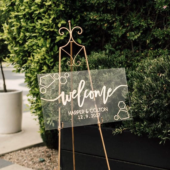 Clear Plastic Party Display Racks Acrylic Wedding Welcome Sign
