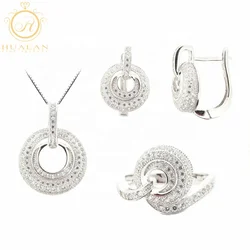Chinese Factory 925 Sterling Silver Women Jewelry Set Micro Setting Silver Jewellery