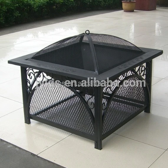 
30' Metal Square Outdoor Wood Burning Fire Pit 