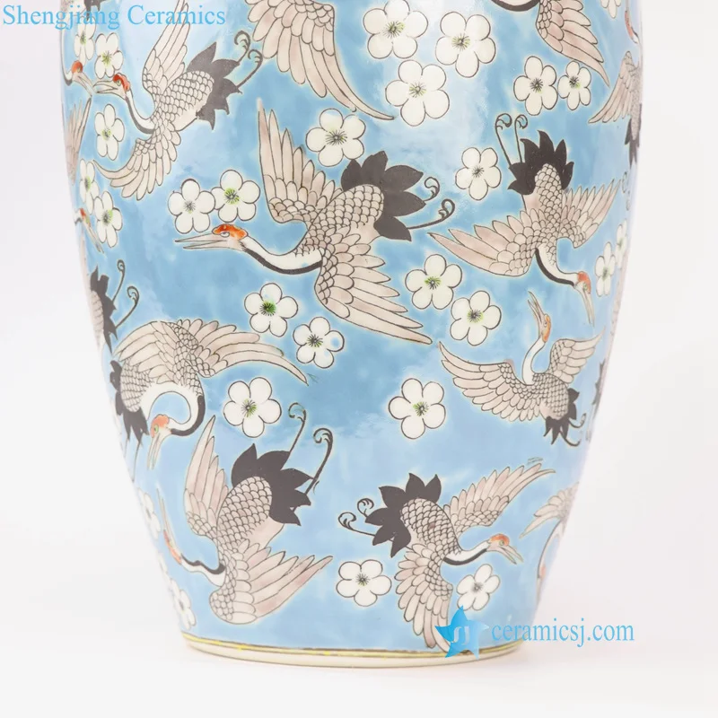 RZFA03 Chinese Qing Dynasty Kangxi emperor style reproduct hand paint crane porcelain vase