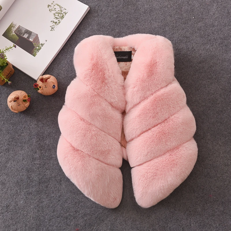 
Girl Faux Fur Thick Outwear Sleeveless Jacket Coat Warm Outerwear Vests 