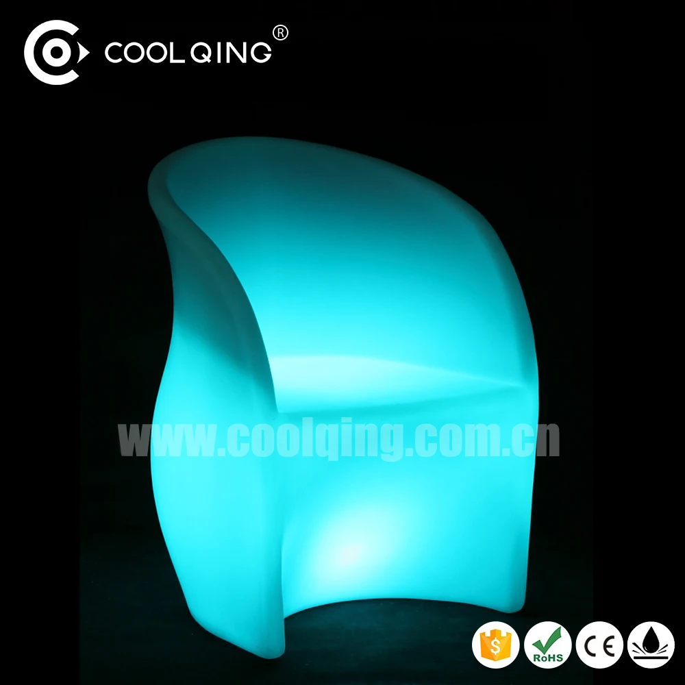 Illuminated Outdoor Furniture Rechargeable Colorful Plastic Shell LED Garden Chair