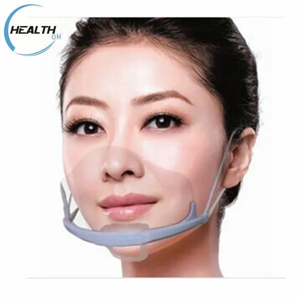 High quality Anti saliva food hygiene clear plastic transparent face mask for food service