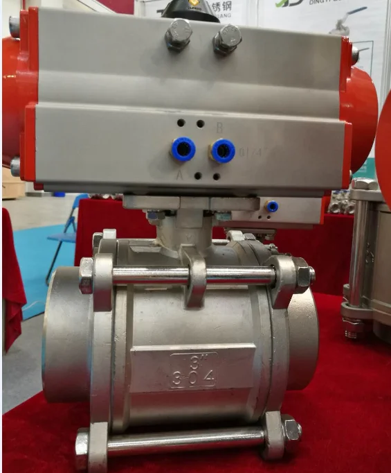 
SS304 ball valve, CF8 Three -piece (3P) pneumatic actuator 