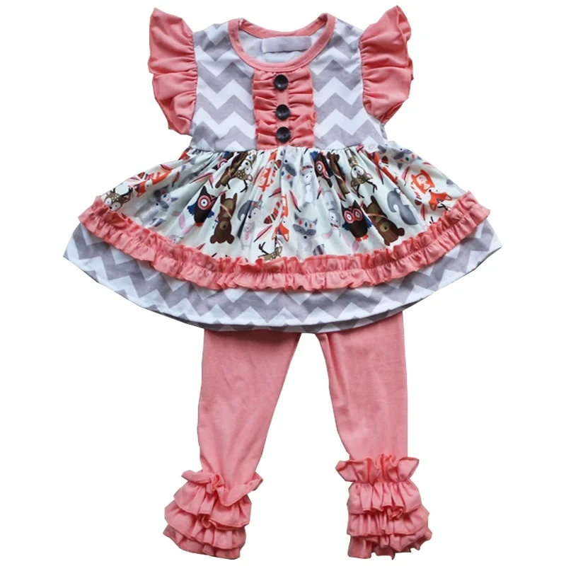 Kids Fashionable Fall Clothing Evening Dress Baby Girl Boutique Clothes Fitted Cotton Icing Pants Sets Baby Clothing Clothe