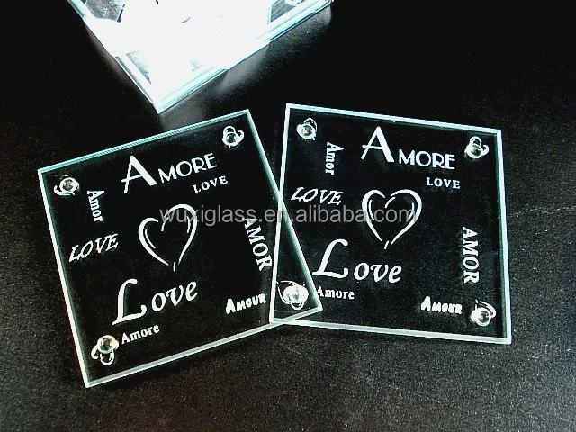 
1C screen printing tempered glass coaster 10x10cm 