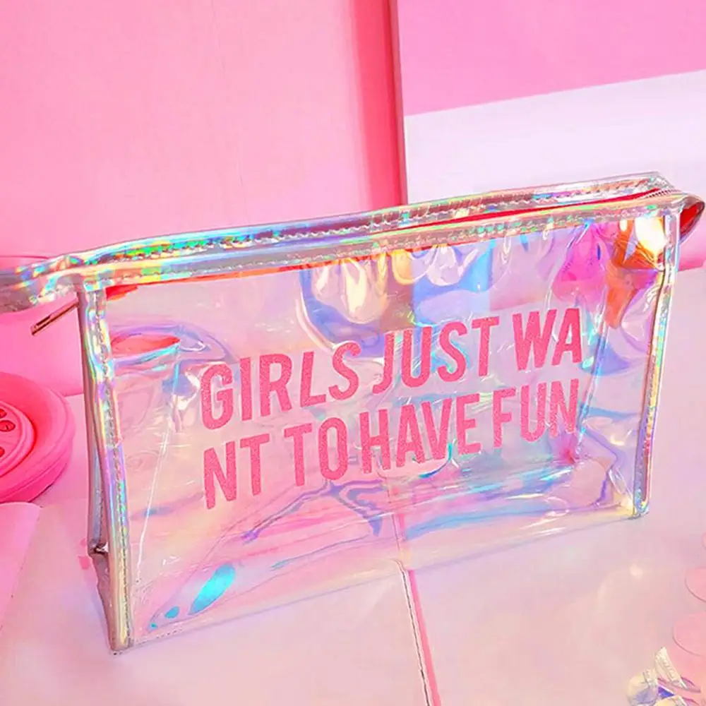 customize new fashion hologram cosmetic PVC bag holographic makeup bag Ladies Makeup Bag