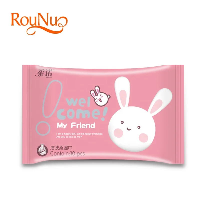 Rounuo Small Pack Wet Wipes with 10 pieces for Baby Care