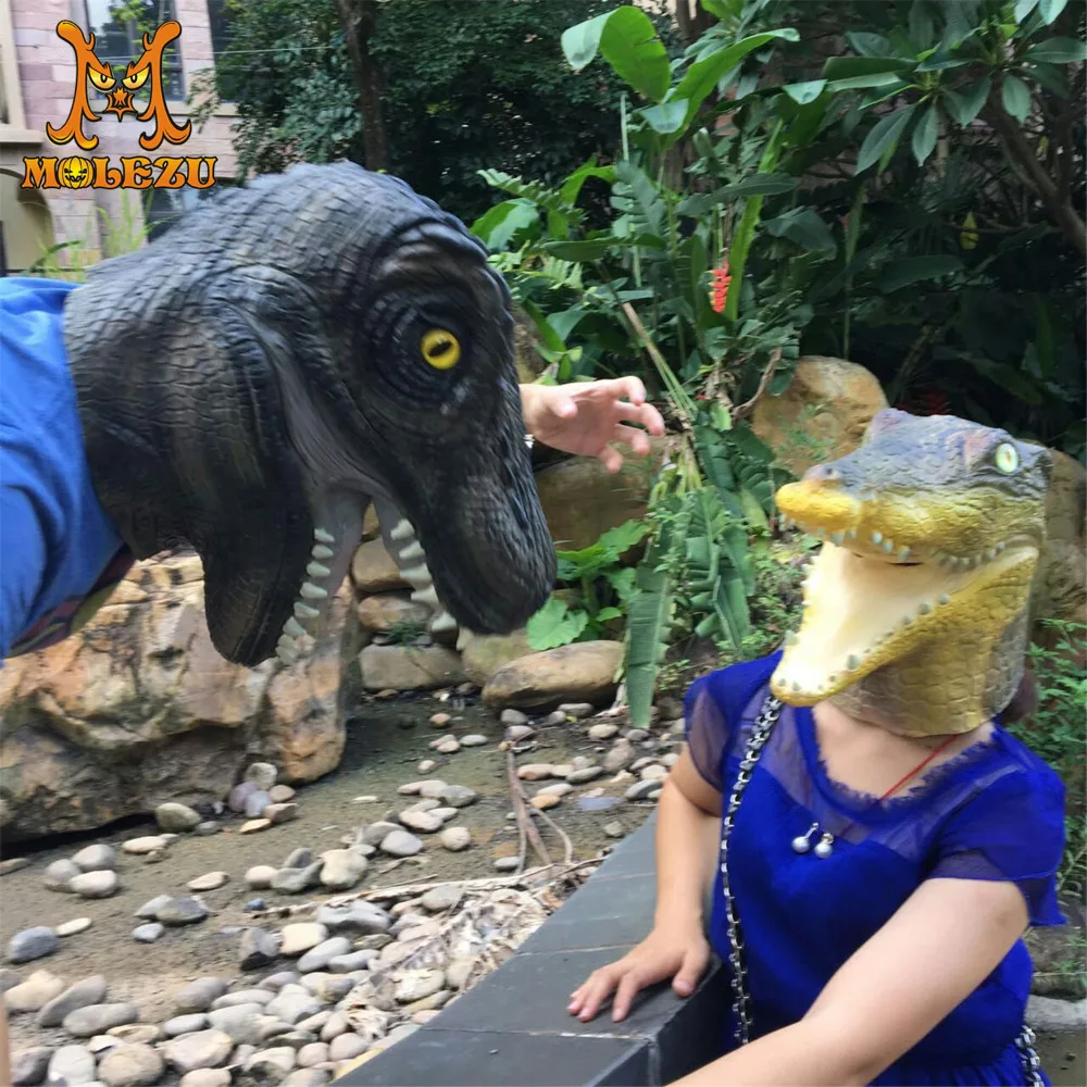 
Molezu Made in China Wholesale Custom Halloween Cheap Realistic Crocodile Animal Silicone Mask for Carnival Party 