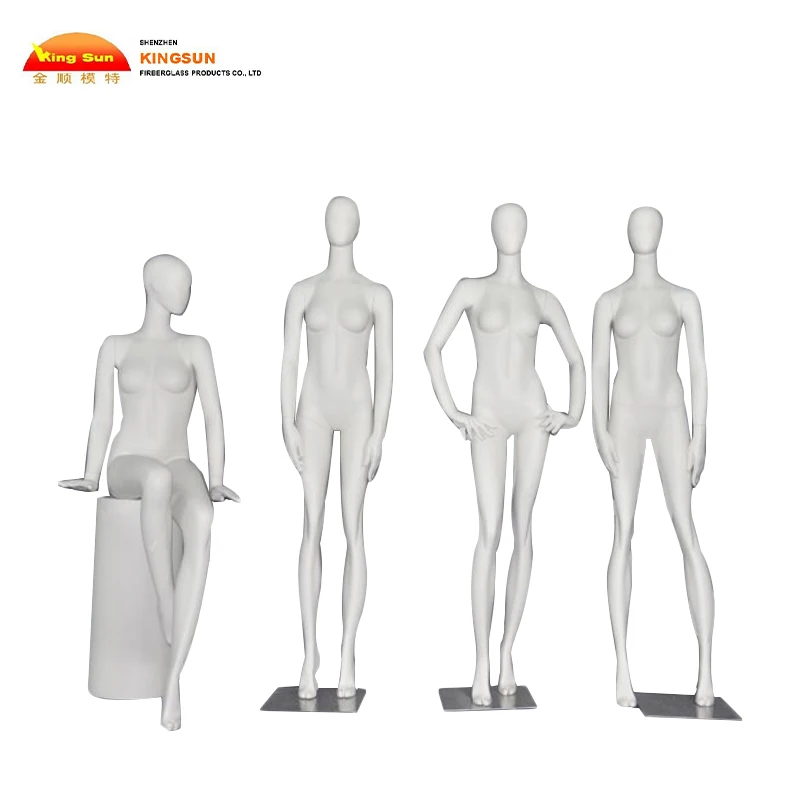 
Faceless white full body female glass fiber mannequin window display 