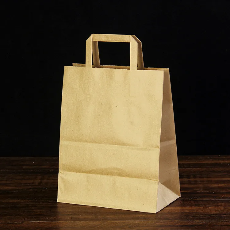wholesale printed kraft paper  bags with LOGO custom  brown kraft paper bag with  handle 120 gsm for food packaging