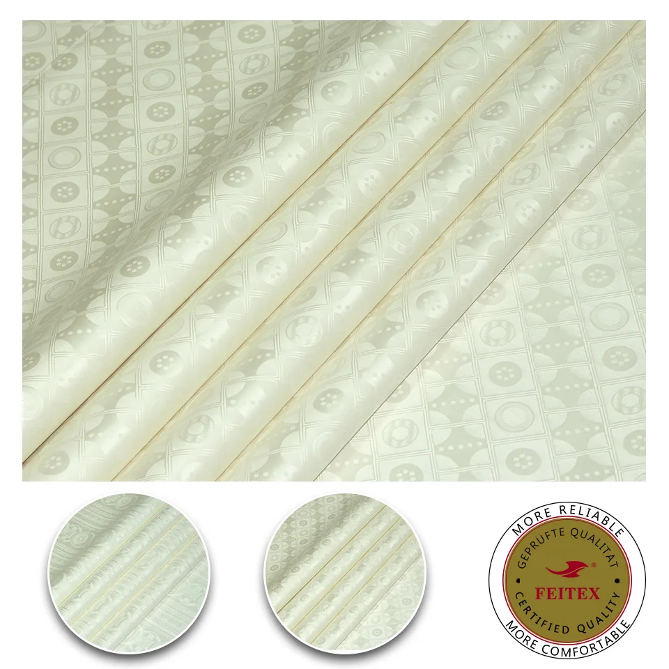 FEITEX кремово-белые хлопковые африканские платья, парчовая одежда из Гвинеи, богатая ткань Bazin, африканская одежда, ткань Shadda