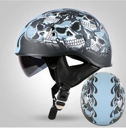 NEW vintage Jet motorcycle classic Harley helmet retro scooter half helmet with Builtin visor lens moto casco DOT Chopper bikes