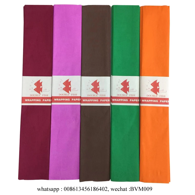 COLORFUL CREPE PAPER DOUBLE FISH 17GSM WRAPPING PAPER 20% STRETCH