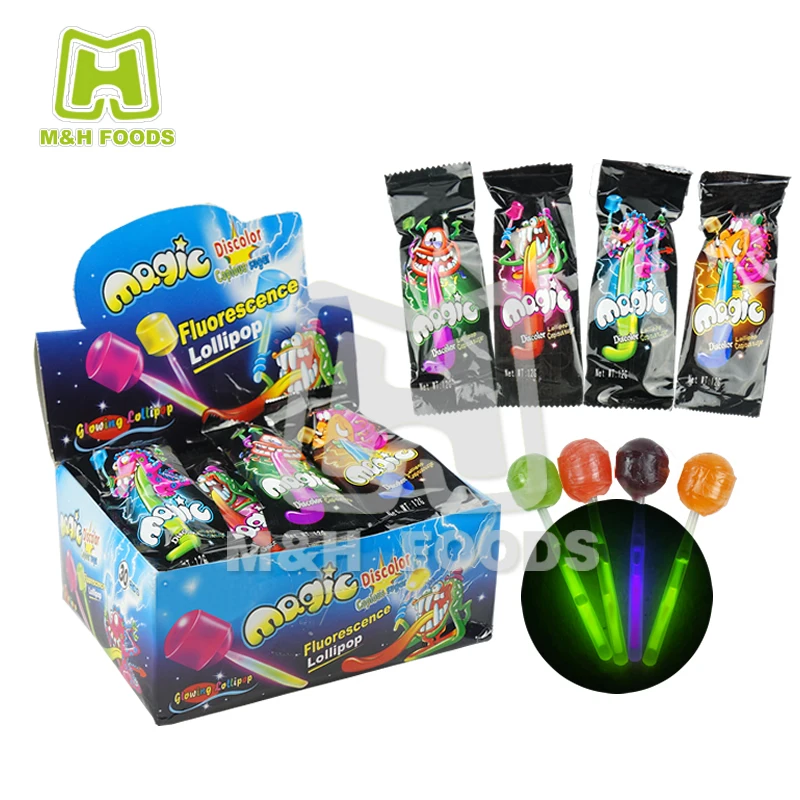 Candy Product Type 12g Magic Fruity Light Up Fluorescence Lollipops
