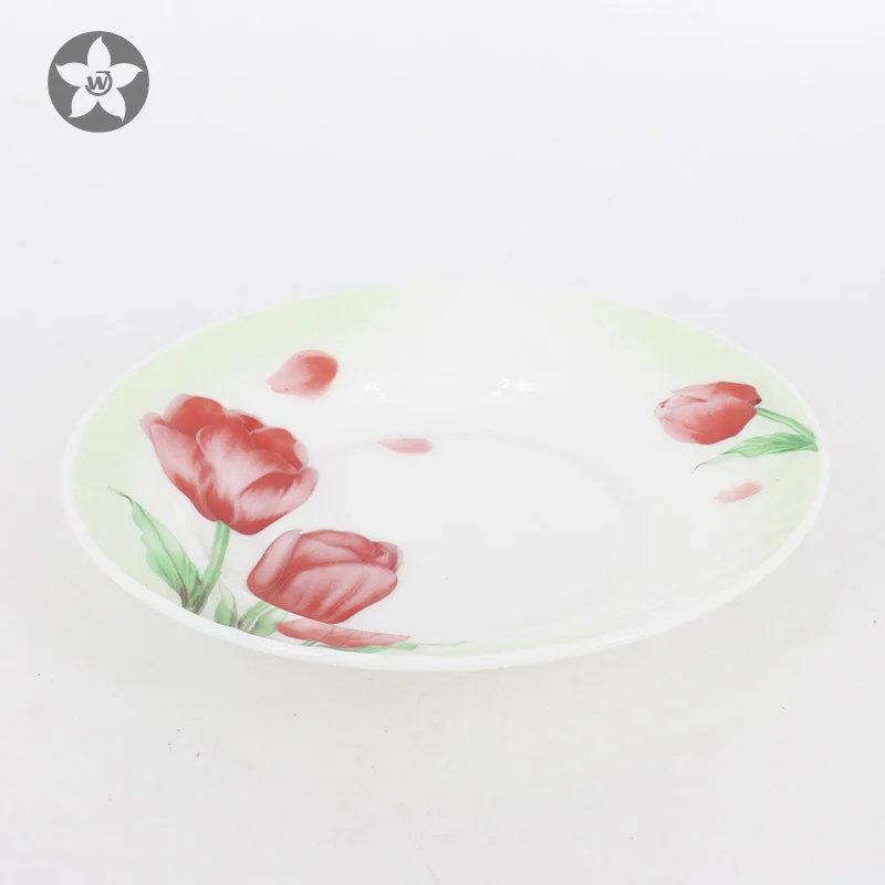 Heat resistant opal glassware opal glass dinnerware soup plate with decor
