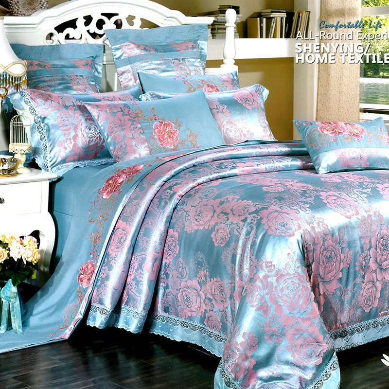 High-grade 100% Polyester bed sheet European jacquard wedding bedding four sets