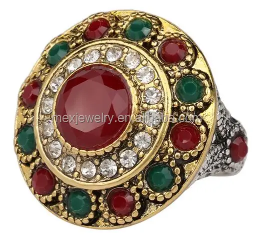 Антикварная кристаллическая Смола красочные круглые семена форма Hurrem Султан кундан полки нефритовое кольцо