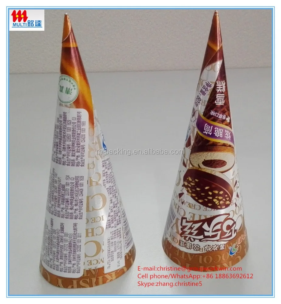 Aluminium Foil Paper cone for ice Cream Wrapper