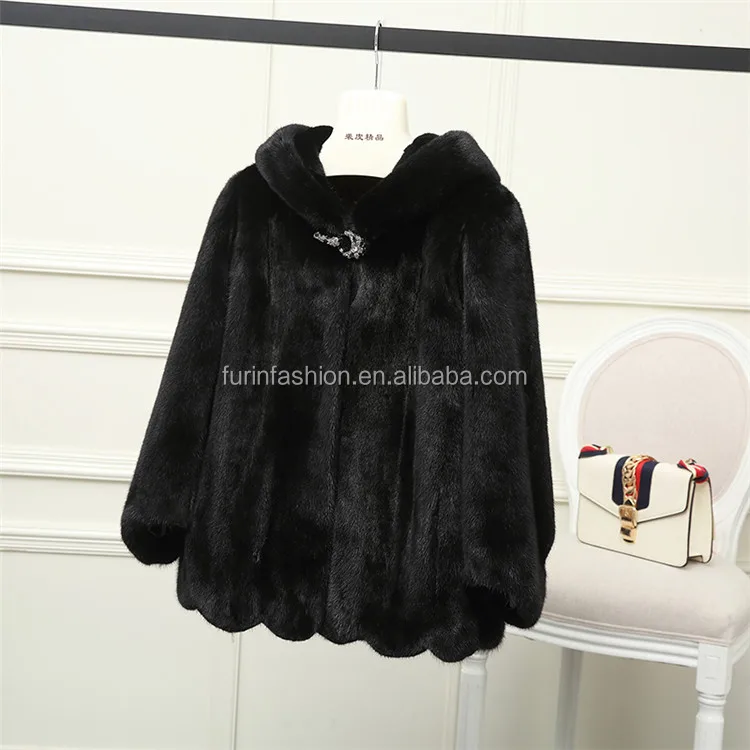 
2021 Winter Istanbul Real Black Mink Fur Coat Short Fur Coat for Women 