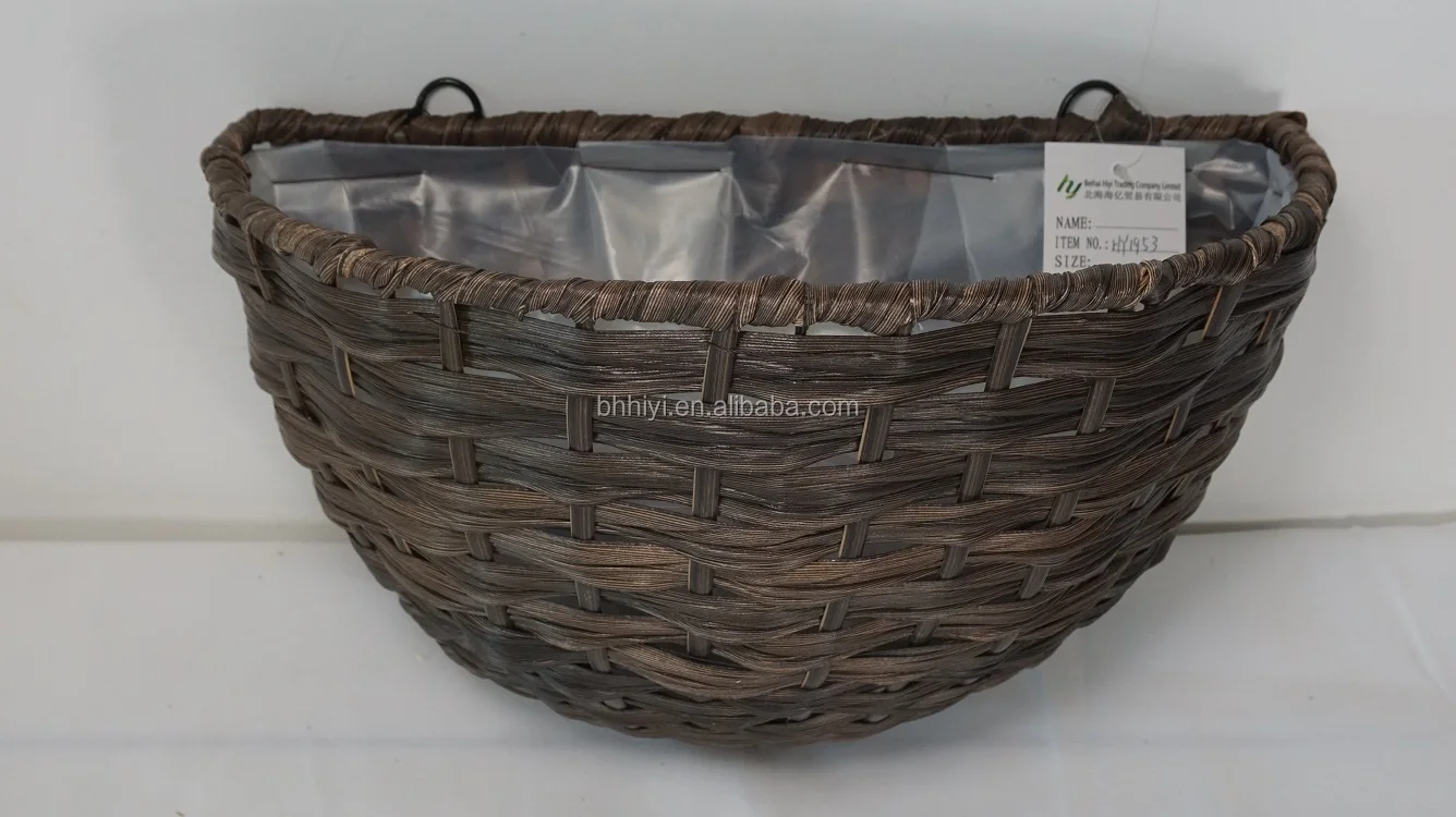 Cheap Durable Elegant Handcraft Half Round Hanging Wall Baskets Planters For Home Garden Flowers Plants Pots