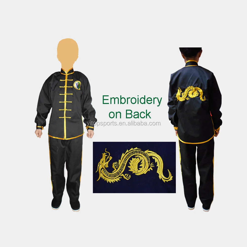 Training Chinese traditional black kungfu uniform wushu uniform