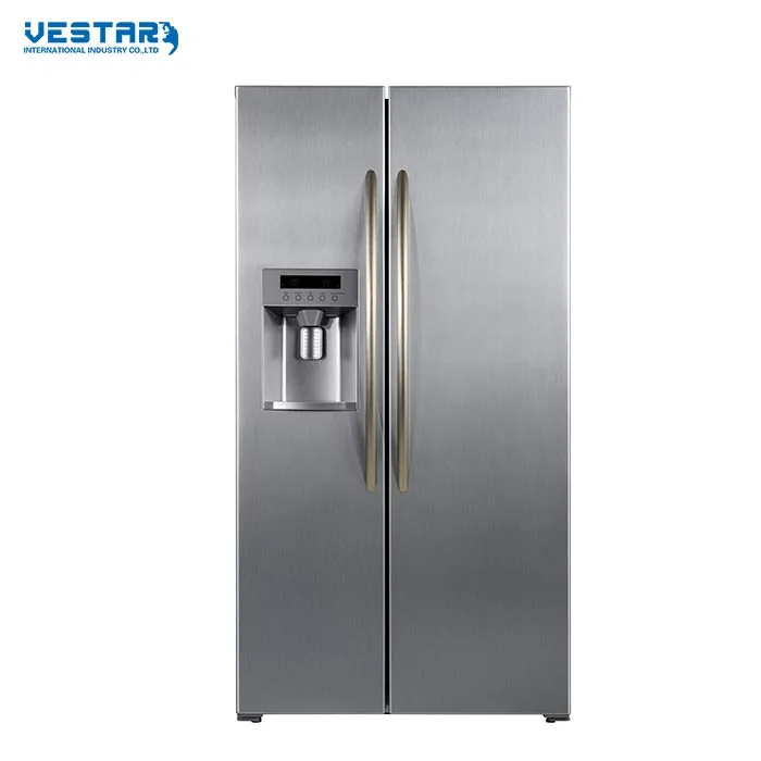 Double doors side by side refrigerators with ice maker and water dispenser