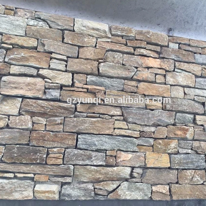 Black quartzite cement backed natural culture quartzite Stacked wall cladding Ledge Stone