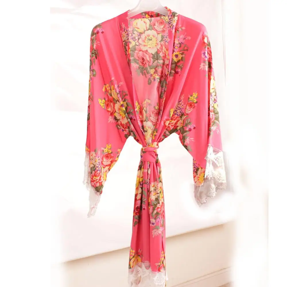 Silky Satin big one size lace trim robe
