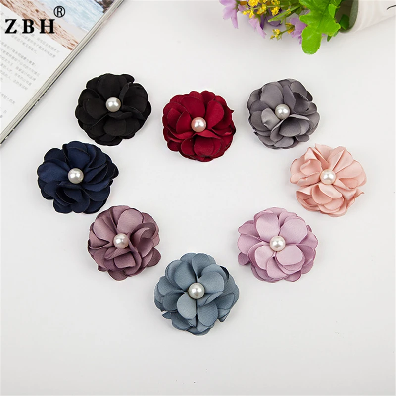 Beautiful Handmade Pearl Fabric Flowers Cloth Sticker
