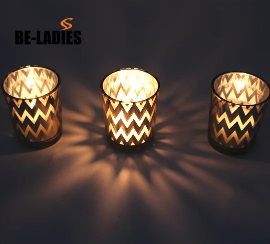 Sparkled gold finish  glass candle holder  , decorative candle holders