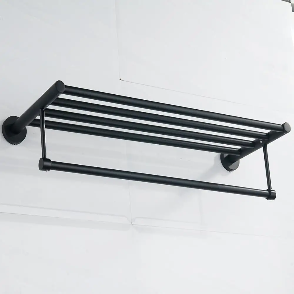 
Decorative Bathroom Towel Rack Bathroom Accessory Black Wall Mounted Towel Shelf 