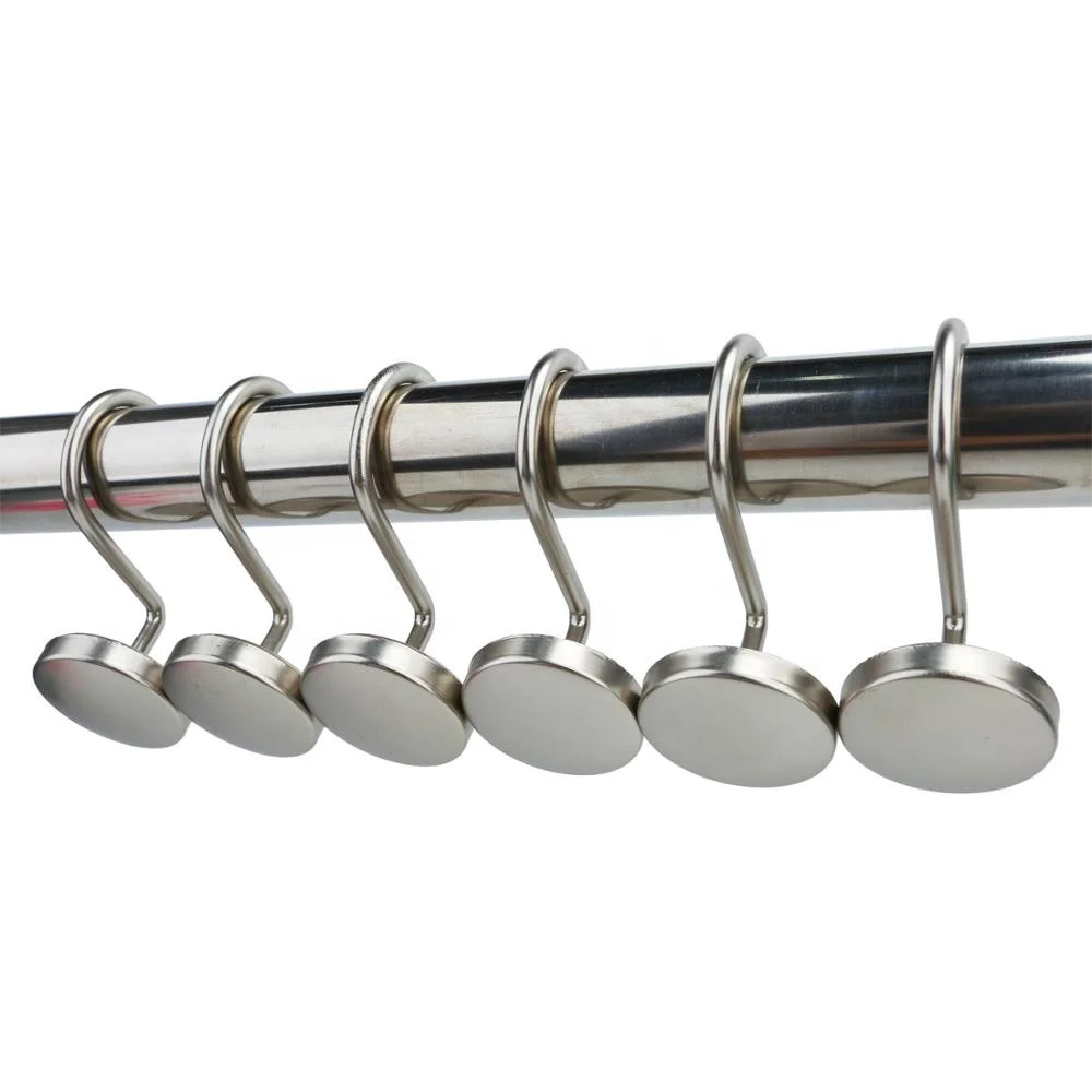 Best Seller Brass Gold Polished Chrome Heavy Duty Stainless Steel Metal Shower Curtain Rings Double with Hooks