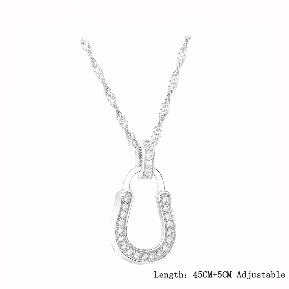 online shopping free shipping Lucky Charm Minimalist U Shape Pendant Horse Shoes Jewelry necklaces 925 Silver Jewelry
